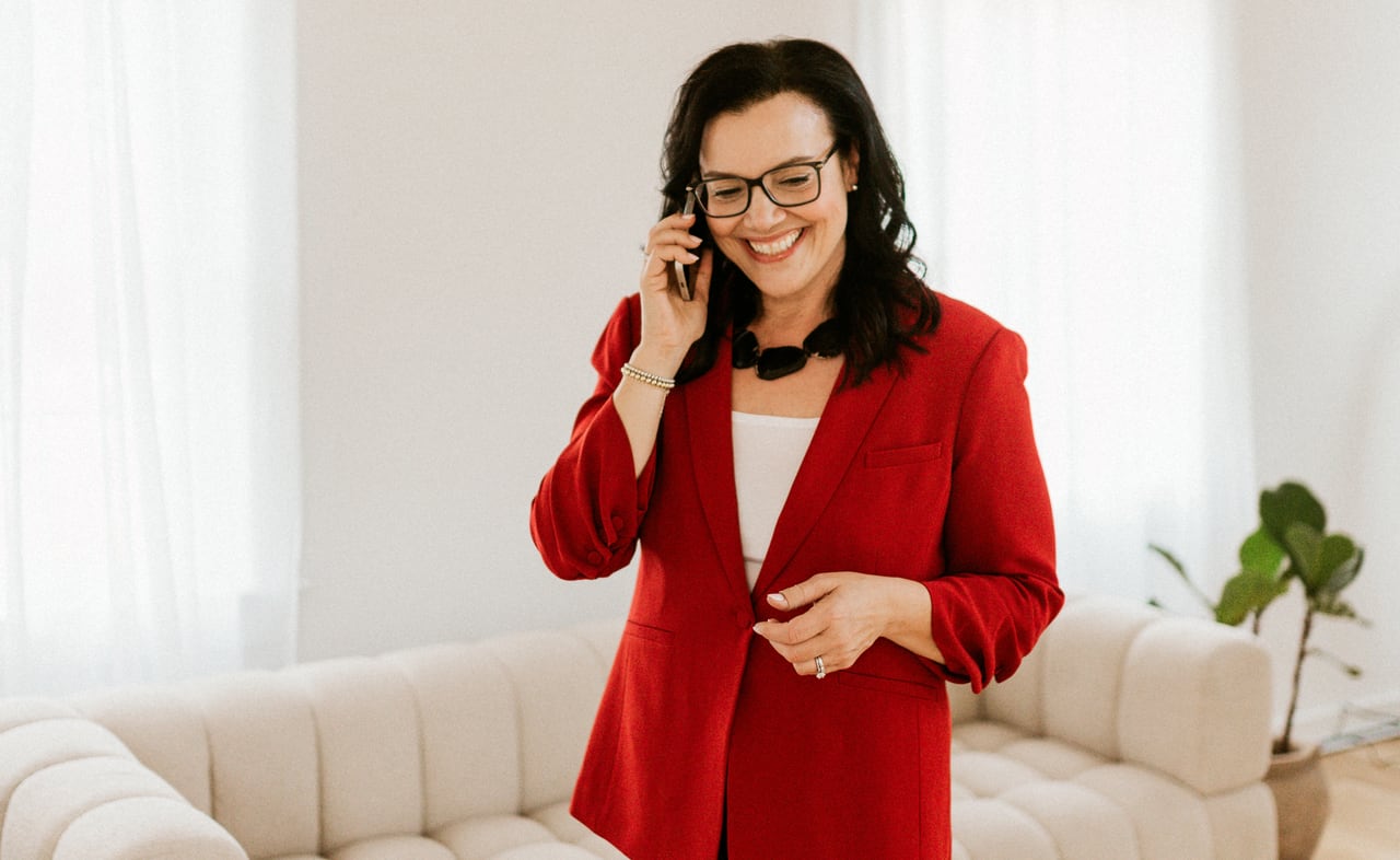 Ellen Scherer Crafts on a phone call